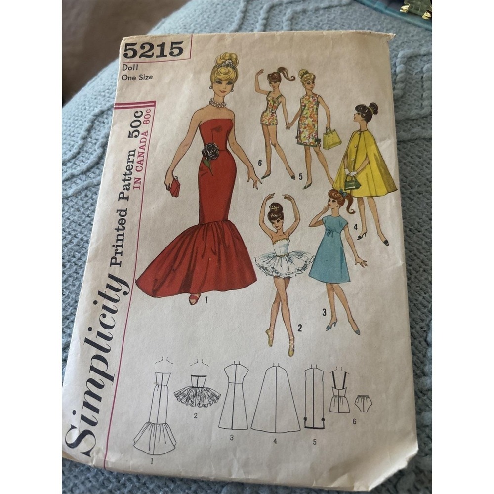 Vintage 1963 Barbie Sewing Pattern  Simplicity 5215 Mermaid Gown And More Cut